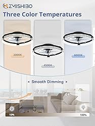 ZMISHIBO Low Profile Ceiling Fans with Lights and