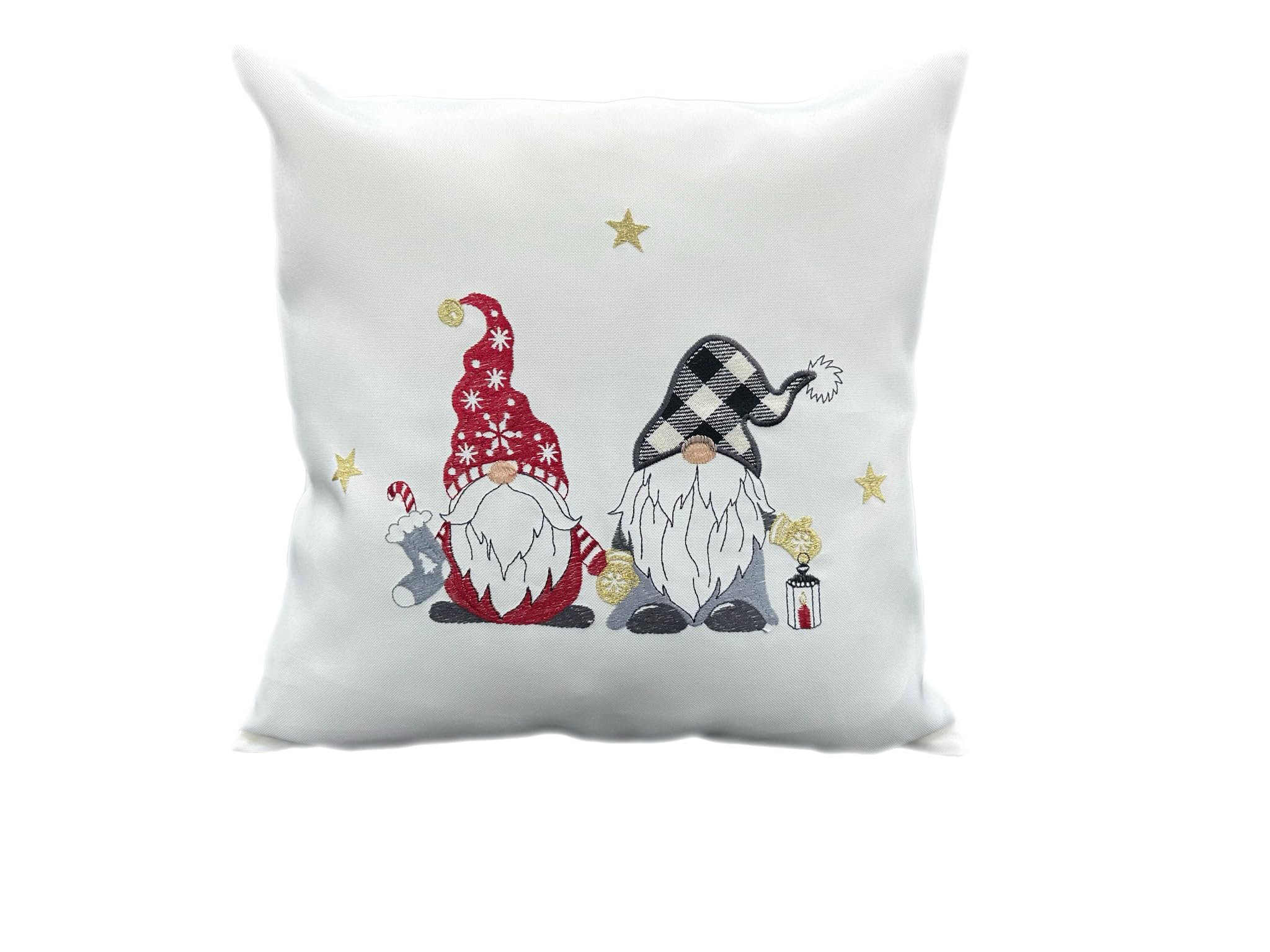 texpot Cushion Cover 40 x 40 cm with Embroidery and Zip Gnome Winter Advent Christmas Table Runner (Ecru, 40 x 40 cm Cushion Cover)