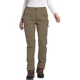 LINLANG EN Women's Polar Fleece Lined Waterproof Hiking Pants Insulated Softshell Warm Outdoor Winter Snow Ski Pants