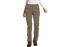 LINLANG EN Women's Fleece Lined Waterproof Hiking Pants Insulated Softshell Warm Outdoor Winter Snow Ski Pants