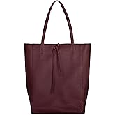 Italian Calf Leather Tote for Women with Zipper, Inner Pocket & Flat Base | Soft Unlined Shopper for Work & Travel