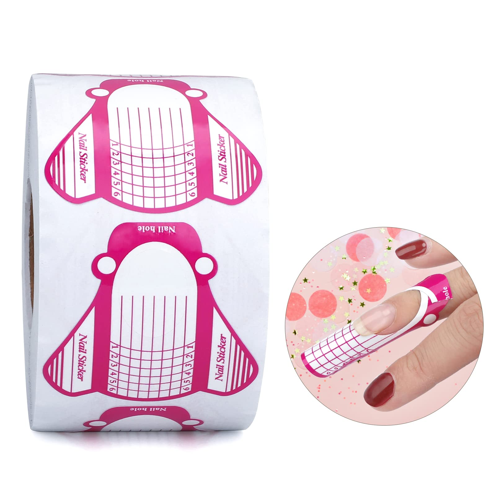 G2PLUS Paper Nail Forms - 500PCS Nail Extension Stickers - Large Adhesive Builder Forms for Gel Nails
