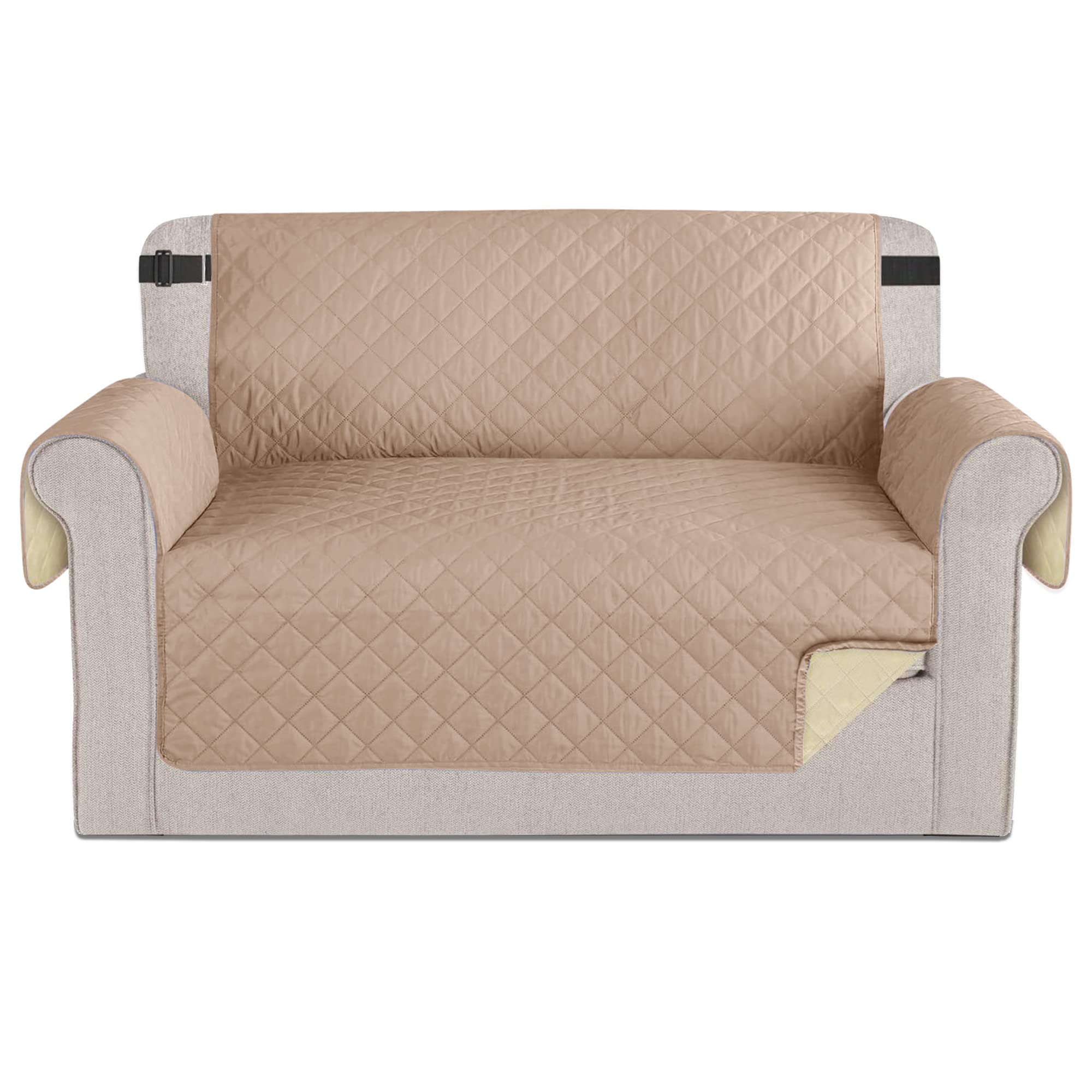 Time to Sparkle 1Pack Sofa Cover 2 seater Sofa Slipcover Reversible Sofa Cover Water Resistant Couch Cover with Foam Sticks Elastic Straps Furniture Protector for Kids, Dogs, Pets - Beige
