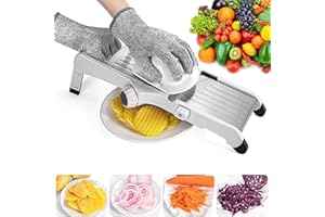 VEKAYA Mandoline Slicer for Kitchen, Adjustable Mandoline Slicer, Mandolin,Potato slicer, Vegetable Slicer, Mandoline French Fry Cutter, Stainless Steel Vegetable Chopper with Cut-Resistant Gloves