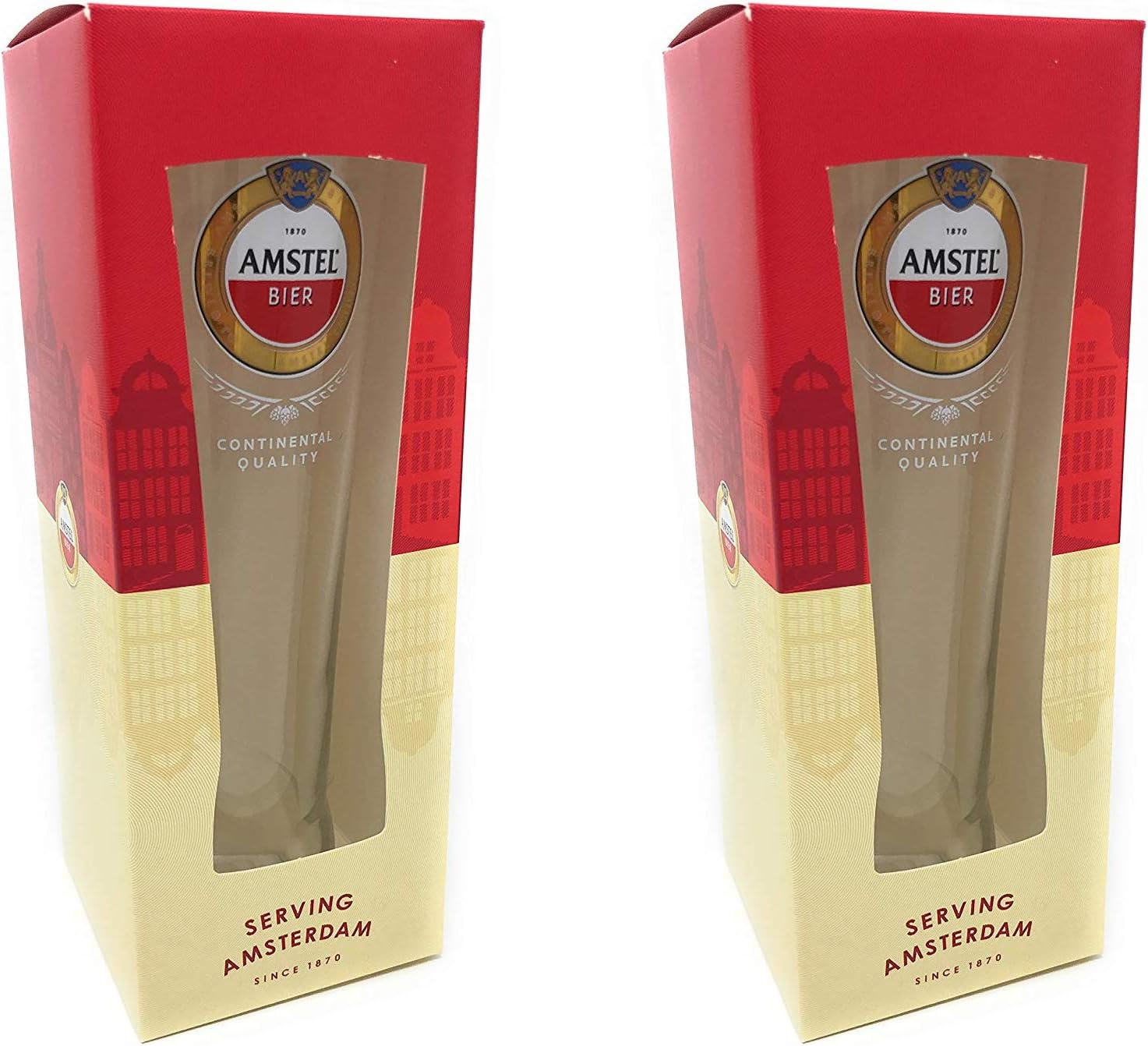 2 x Amstel Pint Glass in Branded Presentation Box