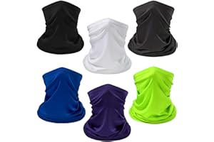 UVSAI 6 Pieces UPF 50+ Neck Gaiter Breathable Quick Dry Face Mask Lightweight UV Protection Balaclava Scarf for Men Women