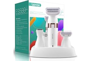 VOYOR Electric Shaver for Women Bikini Trimmer Hair Remover for Face Body, 5 in 1 Groomer Kit Lady Shaver Bikini Razor Women for Hair Trimmer, Cordless Rechargeable Waterproof ES500