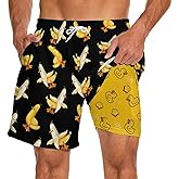 Feim-AO Mens Swim Trunks with Compression Liner 2 in 1 Quick-Dry Swim Shorts Men Board Shorts Swimwear for Swimming Beach