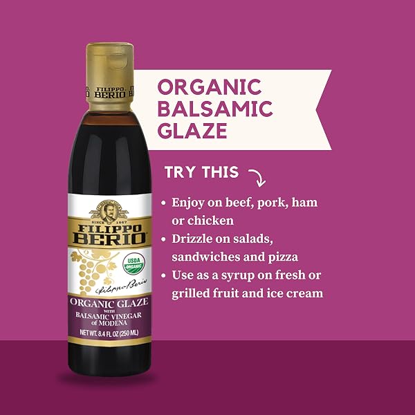 FILIPPO BERIO ORGANIC GLAZE WITH BALSAMIC VINEGAR OF MODENA 8.4 FL OZ, GLUTEN FREE, LACTOSE FREE, NON-GMO
