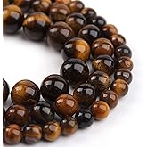 Filluck Natural Stone Beads 10mm Yellow Tiger Eye Polished Round Smooth Agates Gemstone Beads for Jewelry Making 15 Inch(Yellow Tiger Eye,10mm)