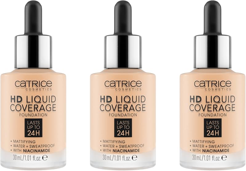 Catrice HD Liquid Coverage Foundation Ivory Beige 005 3 x 30 ml Pipette