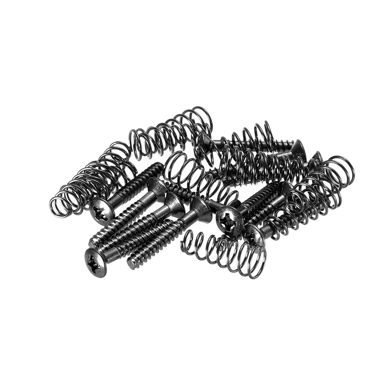 PATIKIL Guitar Pickguard Mounting Screws with Spring M3x22mm Thread Single Coil Pickup Ring Mounting Screws for Electric Guitar Black 12 Pack