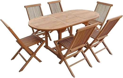 Salon De Jardin En Teck Lombok Table Ovale Extensible 6 Places