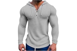 YSERB Mens Hoodies Casual Long Sleeve Drawstring Waffle Knit Hooded Sweatshirt Muscle Fit T Shirts Gym Workout Pullover Tops