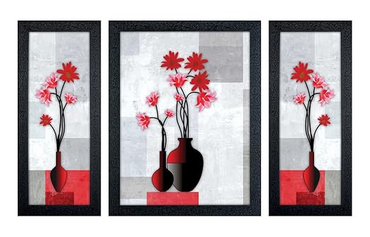 Delight Flower Poster with Black Frame Set of 3