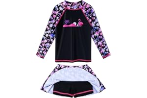 BAOHULU Girl's Two-Piece Long Sleeve Swimsuits UPF50+ Rash Guard Kids Bathing Suit