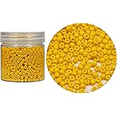 Bala&Fillic Dark Yellow Color 4mm Glass Seed Beads About 1400pcs in Box 6/0 Glass Craft Seed Beads for Jewelry Making (Dark Yellow)