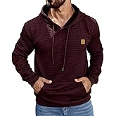 Aiyino Men's Hoodies Pullover Casaul Long Sleeve Drawstring Waffle Knit Hooded Sweatshirt with Kanga Pocket