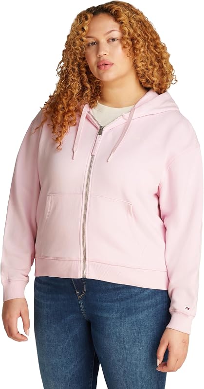 Sweat à Capuche avec Fermeture Éclair Femme Script Zip en Coton, Rose (Light Pink), 54 — photo 1 sur 7