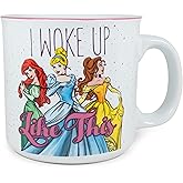 Silver Buffalo Disney Princess I Woke Up Like This Featuring Ariel, Cinderella, and Belle Ceramic Camper Mug, 20 Ounces