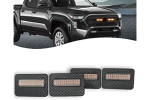 ZDEERAOTO 4pc Smoked Housing Amber LED Front Grille Lights DRL Feature Kit for Toyota Tacoma 2024 2025 SR SR5 Cab Pickup Accessories (White)