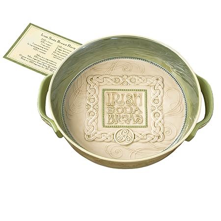 Grasslands Road Celtic( 9in -22.8cm) Irish Soda Bread Handled Baking Dish with Soda Bread Recipe
