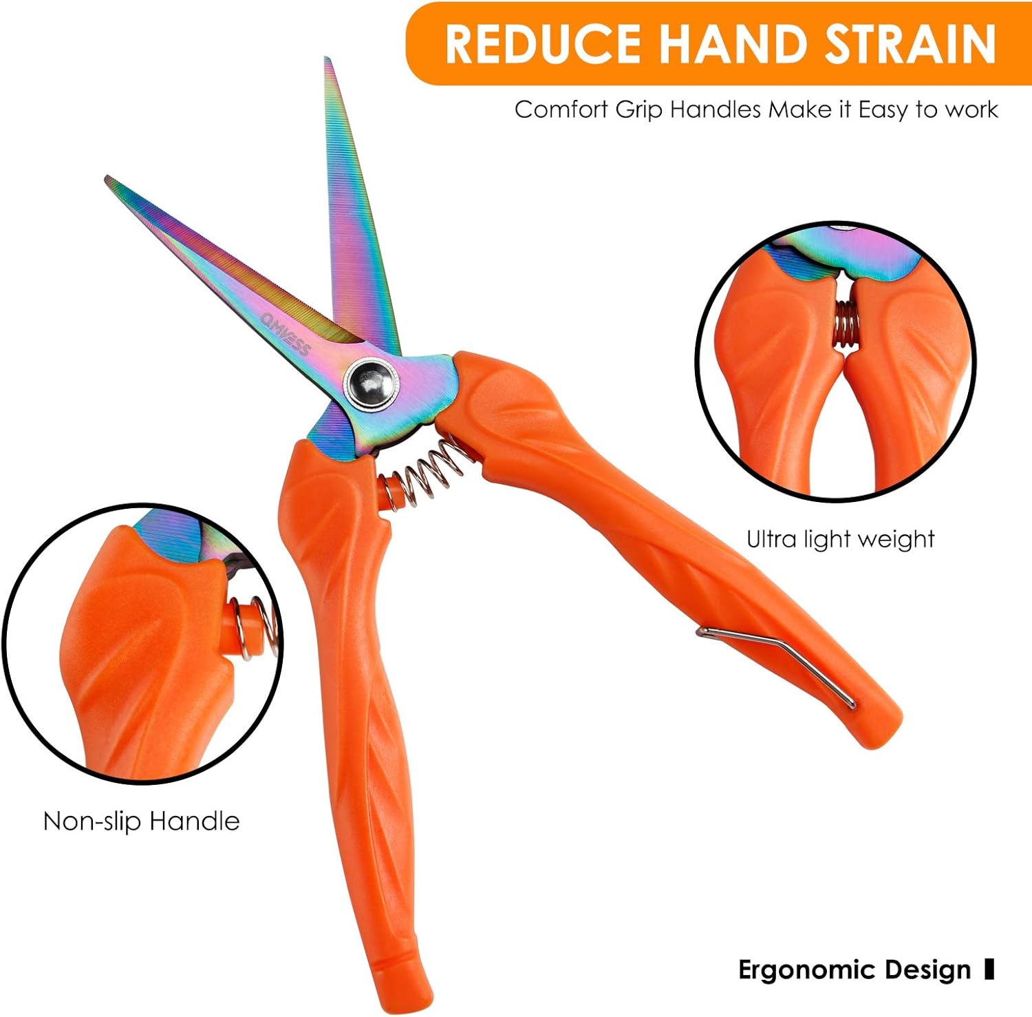 QMVESS Garden Shears 3 Pcs Hand Pruning Snips with Titanium Plated Stainless Steel Blades Precise Cuts Gardening Pruner Scissors for Plants, Grape Picking ，Small Garden Pots, Roses, Berries : Garden & Outdoor