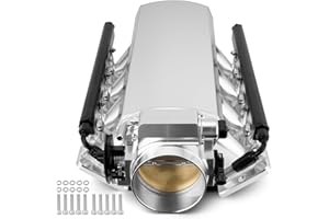 TEMSONE 92MM Intake Manifold Sheet Metal Fabricated EFI with Fuel Rails and Throttle Body & Throttle Position Sensors TPS IAC Compatible with Chevrolet GMC Pontiac LS LS1 LS2 LS6 Silver