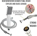 Hairstore Square Hand Held Rainfall Shower Head 1.5m Hose Water Saving Chrome view 2
