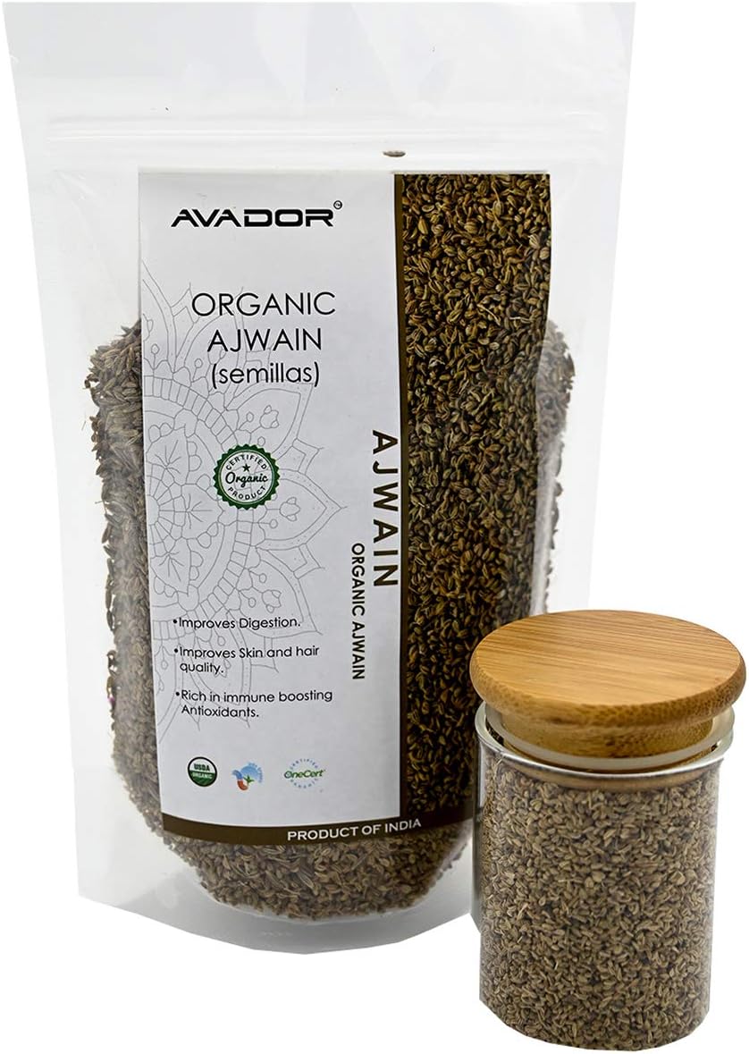 AVADOR USDA Certified Organic All Natural Ajwain Seeds 1lbs Digestion Support | Indian Spice | Non GMO | Gluten Free