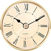Hicarer 2.8 Inch 70 mm Quartz Clock Insert Face Replacement, Silver Trim | Arabic Numeral Clock Movement Replacement, Mini Clocks Head Parts White Face, Round Mechanism