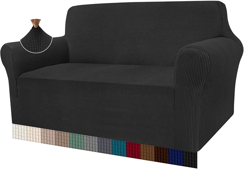 Granbest High Stretch 2 Seater Sofa Cover Universal Jacquard Black
