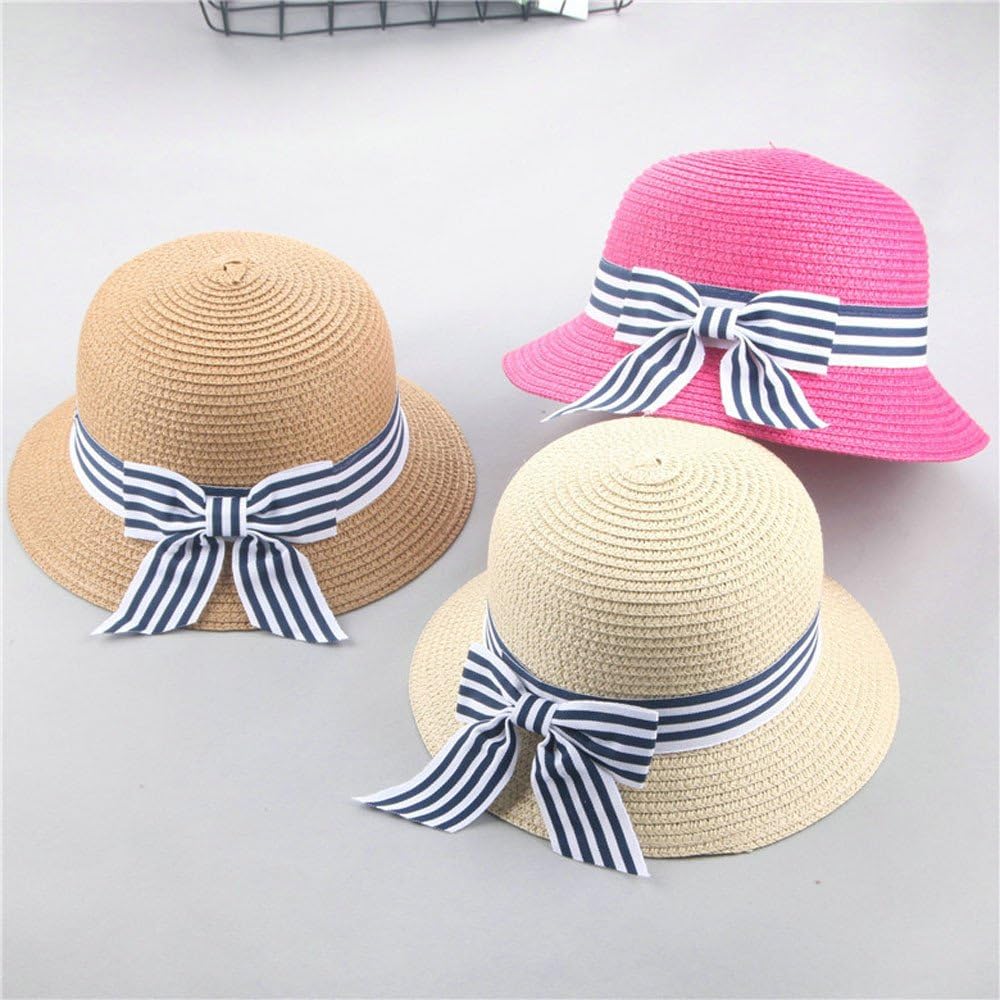 Jaysis Capeline Enfant Paille Chapeau De Plage Enfant Chapeau De Paille Fille Unisexe Ete Anti Uv Soleil Chapeau Respirant Visieres Noeud Decoration Chapeaux Anniversaire Cadeau Pour Loisir Voyage Fille Bilkvarteret Accessoires
