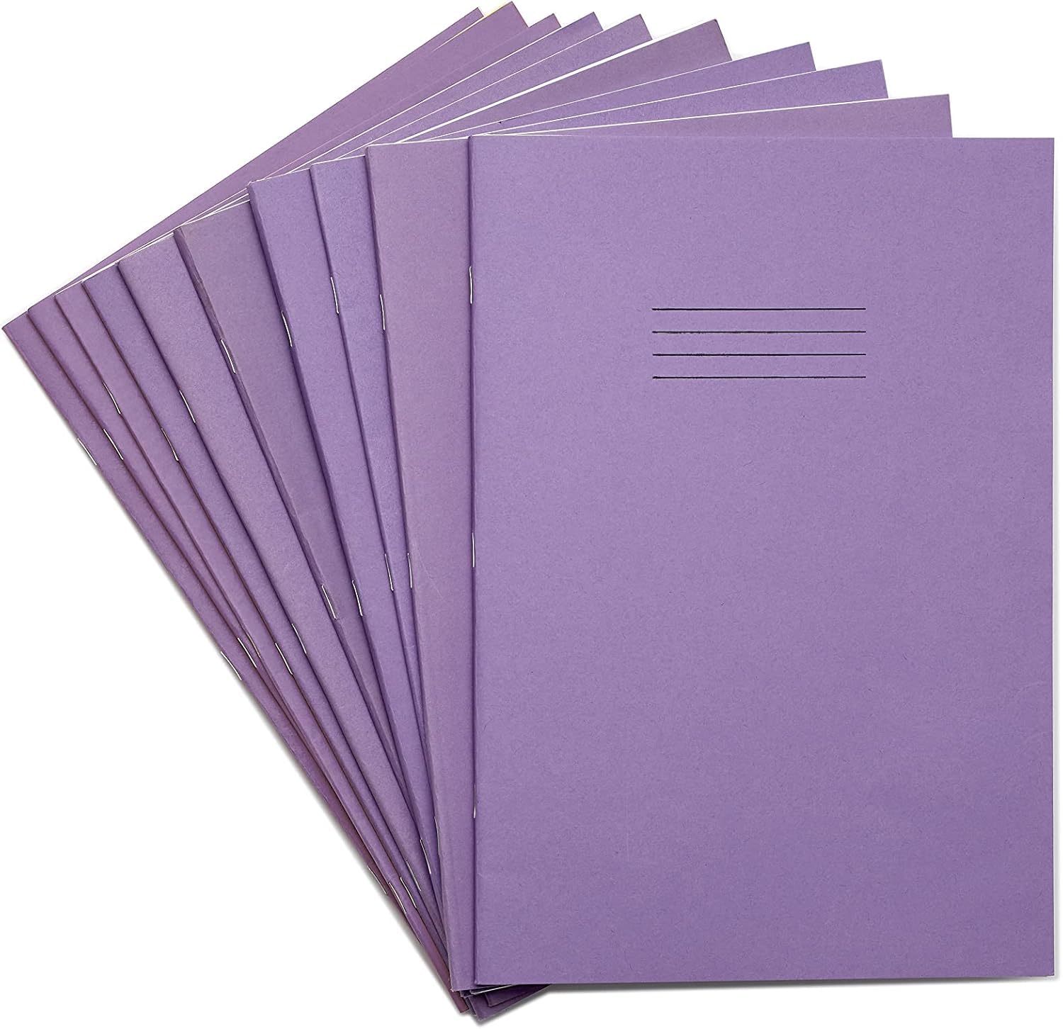 Rhino A4 Exercise Books, 80-Page / 8mm Lined with Margin Paper Notebook, 10-Pack, Office & School Stationery Supplies, Purple