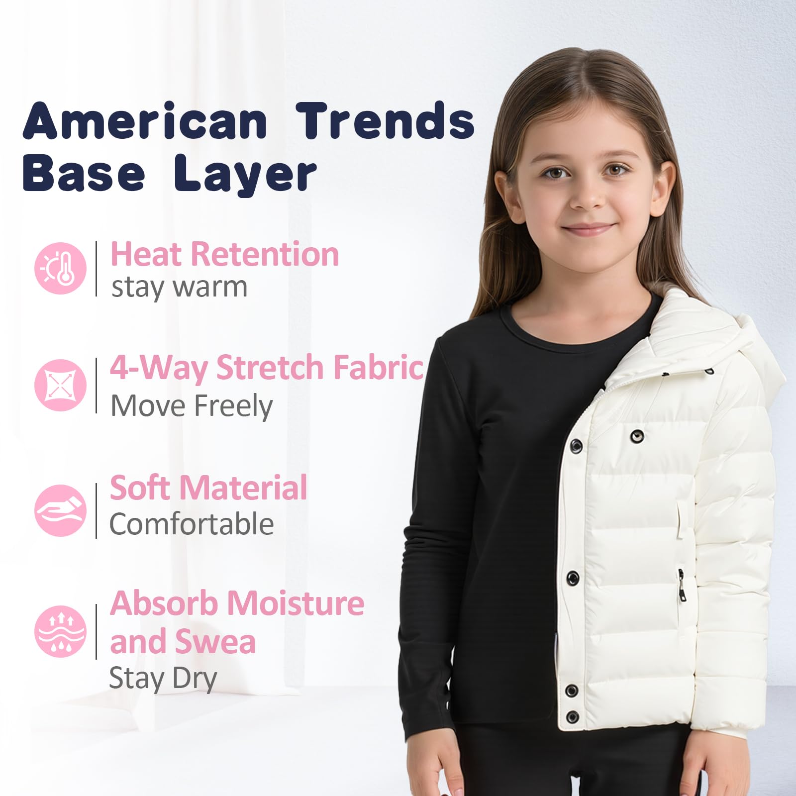 American Trends Thermal Underwear for Kids Toddler Winter Base Layer Long Johns Sets for Girls Boys