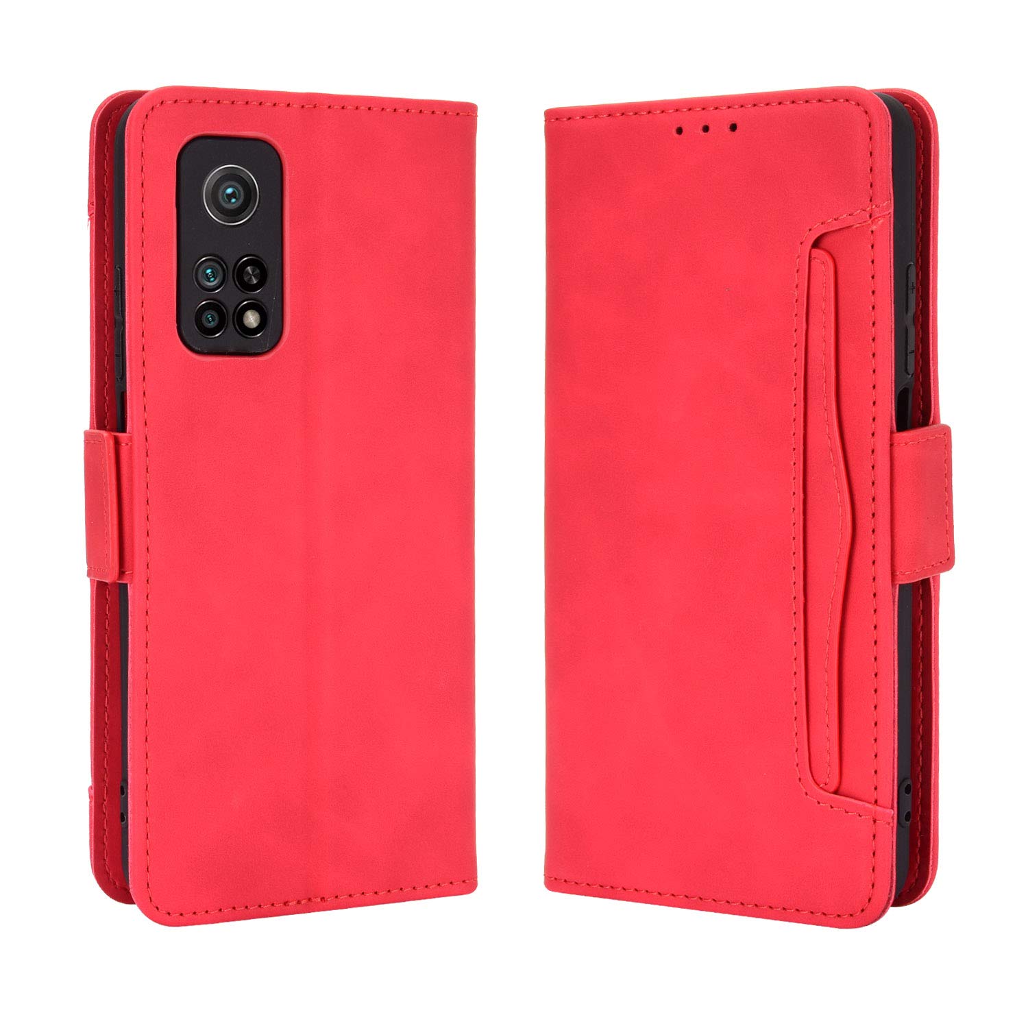 Case for Xiaomi Mi 10T 5G / Xiaomi Mi 10T Pro 5G PU Leather Flip Wallet Case Cover Flip Cover Magnetic Anti-Shock with Stand Function Cases Compatible with Mi 10T Red