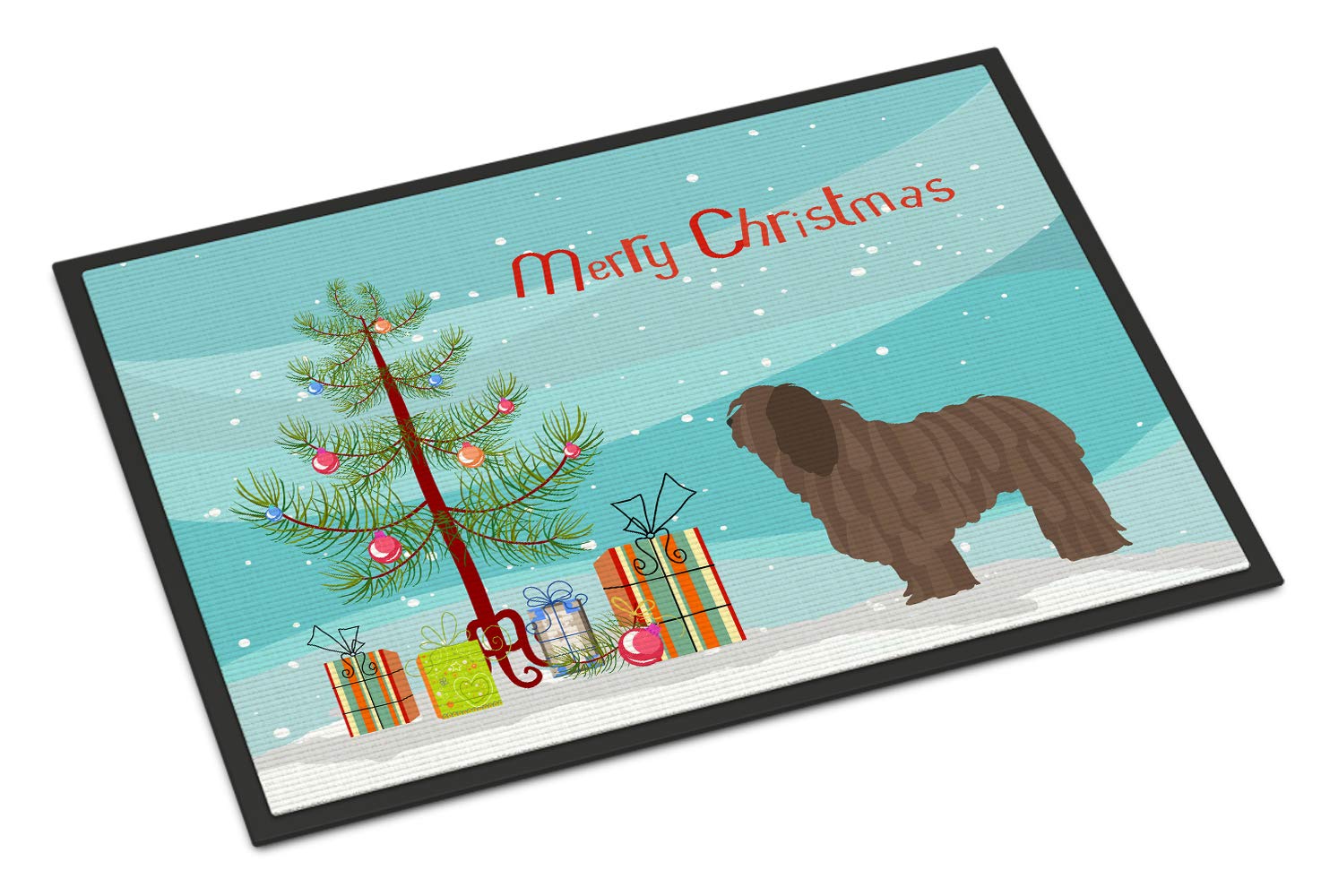 Caroline's Treasures Bergamasco Shepherd Christmas Doormat, felt, Multi Color, 18 x 27