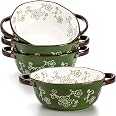 AVLA 4-Pack Ceramic Soup Bowls With Lids - 22oz Each, Oven & Dishwasher Safe, Double Handles