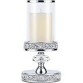 Candle Holder for Pillar Candle, Pillar Candle Holders for Wedding, Coffee Dining Table, Christmas, Table Centerpieces, Home Décor ZXC048D (1 Crystal Ball)