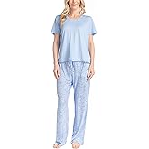 MUK LUKS Womens Short Sleeve Pajama 2-Piece Set, Super Soft, T-Shirt and Pants, Garden Party, Conjunto de Pijama