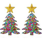Vavhoo Christmas Tree Stud Earrings for Women Colorful Acrylic Christmas Tree Earrings Jewerly Gift