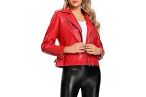 S P Y M Womens Faux Leather Jacket, Double Zip Up Coat, Moto Biker Outwear with Rivets, Regular and Plus Size