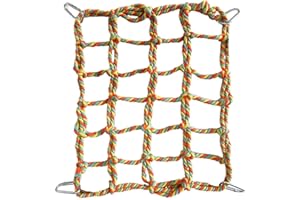 AquaLume Small Pet Climbing Rope Net, with 4 Silver Hooks - Versatile Ferret Toys & Rat Cage Accessories That Doubles as a To