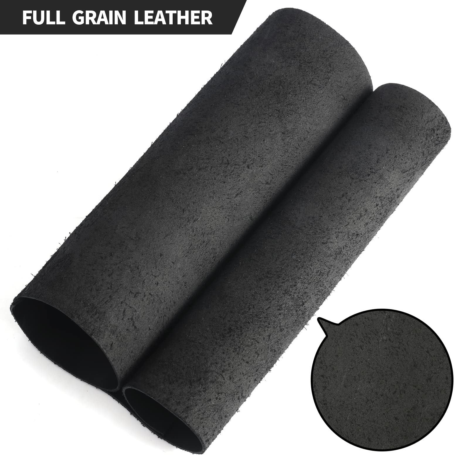 RingSun Genuine Leather Sheets for Leather Craft (2mm), Full Grain Leather for Tooling Craft Sewing(12''X24'', Black)