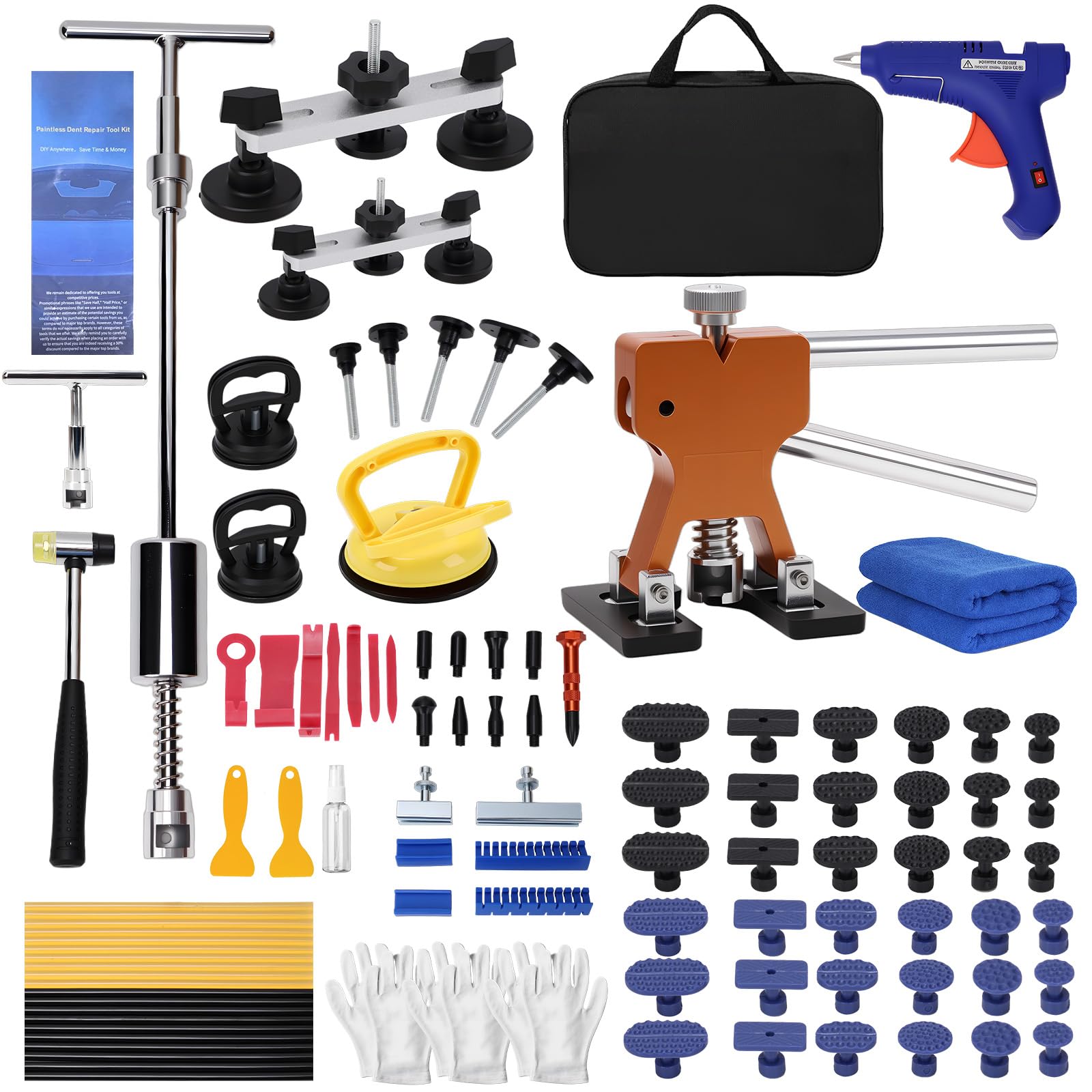 Photo 1 of 139pcs Dent Puller Kit, Paintless Dent Removal Kit for Dent Repair, Car Dent Repair Kit with Golden Lifter, Bridge Puller, Slide Hammer T-Bar, Car Dent Puller for Car Refrigerator Door Ding Repair