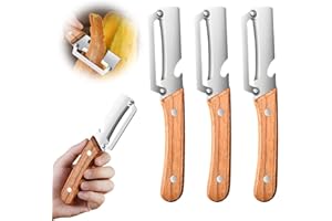 Multi-Functional Kitchen Peeler with Ultra-Sharp Stainless Steel Blades and a Wooden Handle with a Bottle Opener, Suitable fo