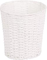Zuvo Round Wicker Waste Paper Bin White 25x25x18 cm Durable Modern Design