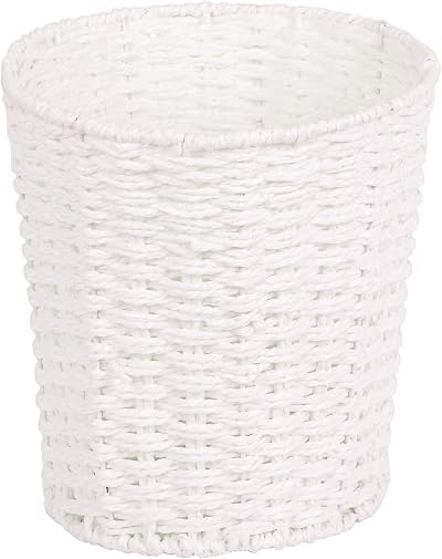 Zuvo Round Wicker Waste Paper Bin White 25x25x18 cm Durable Modern Design