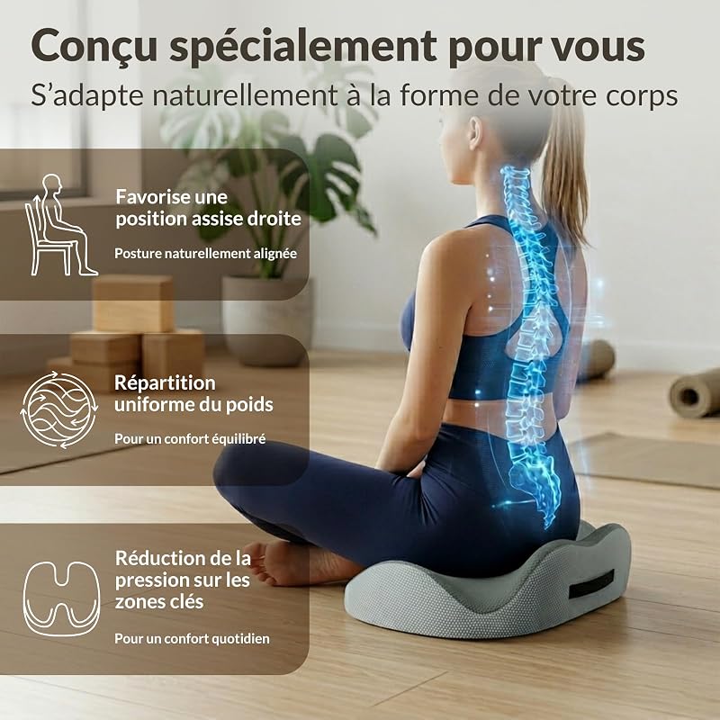 Coussin d'assise orthopédique - Coussin d'assise Ergonomique pour Chaise de Bureau