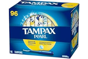 Tampax Pearl Plastic Antigravity LeakGuard Braid Regular Absorbency Unscented Tampons 96 Count
